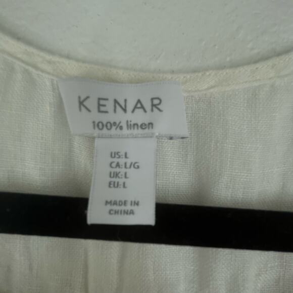 Kenar Striped Sleeveless Button Down Tunic Blouse 100% Linen Minimalist Large - Picture 6 of 10